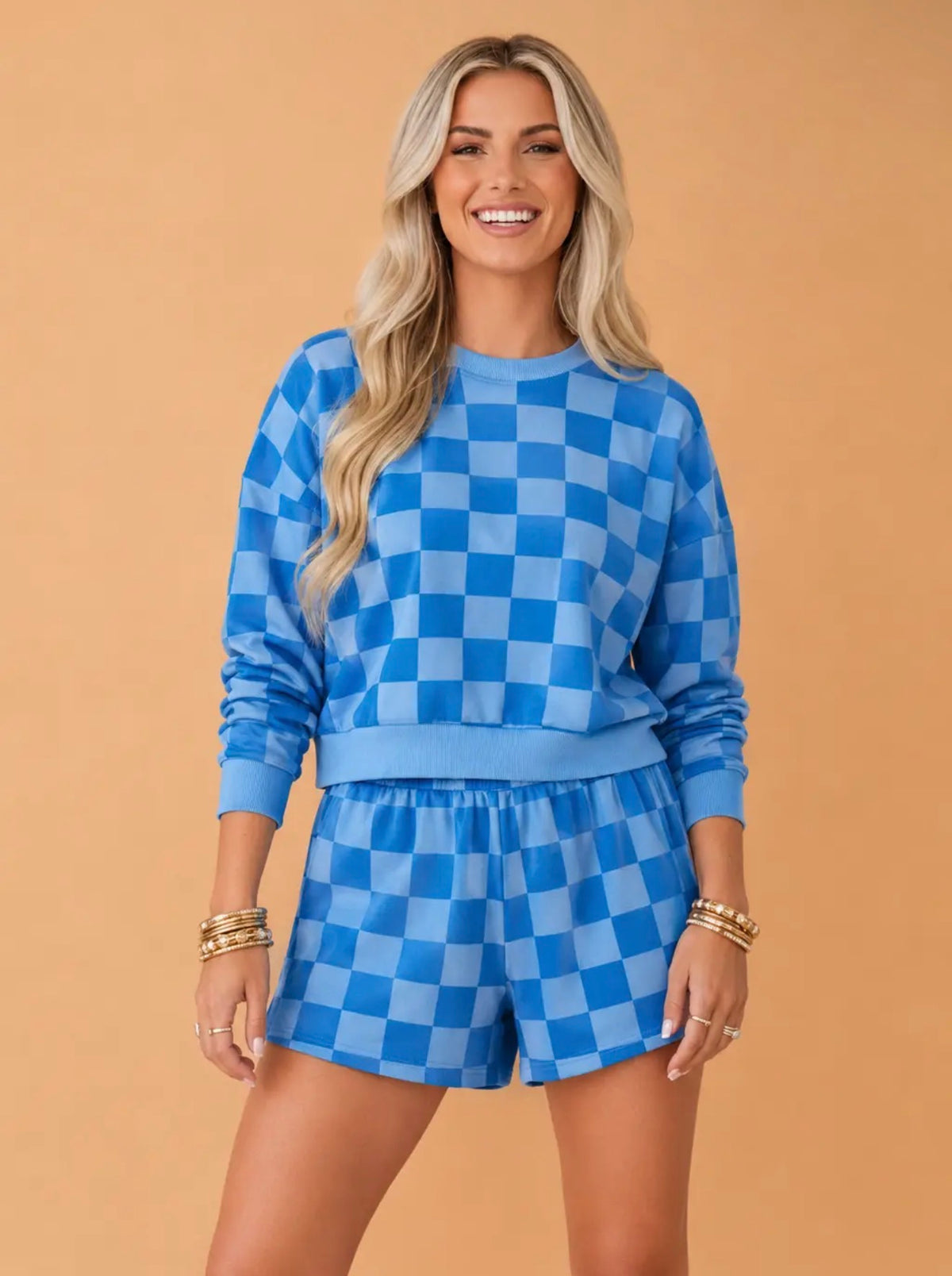 Blue Checkered two piece set