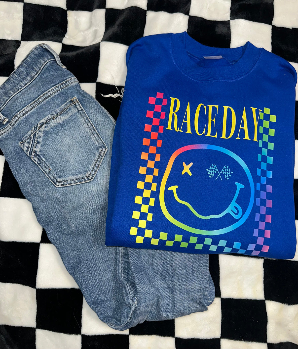Royal Blue Race Day Crewneck