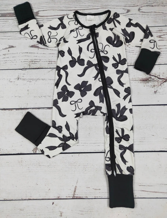 Baby Girl black and white printed bamboo sleeper