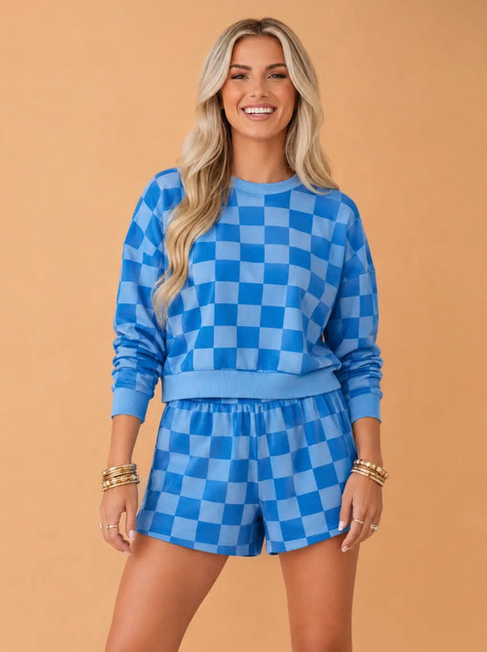 Blue Checkered two piece set