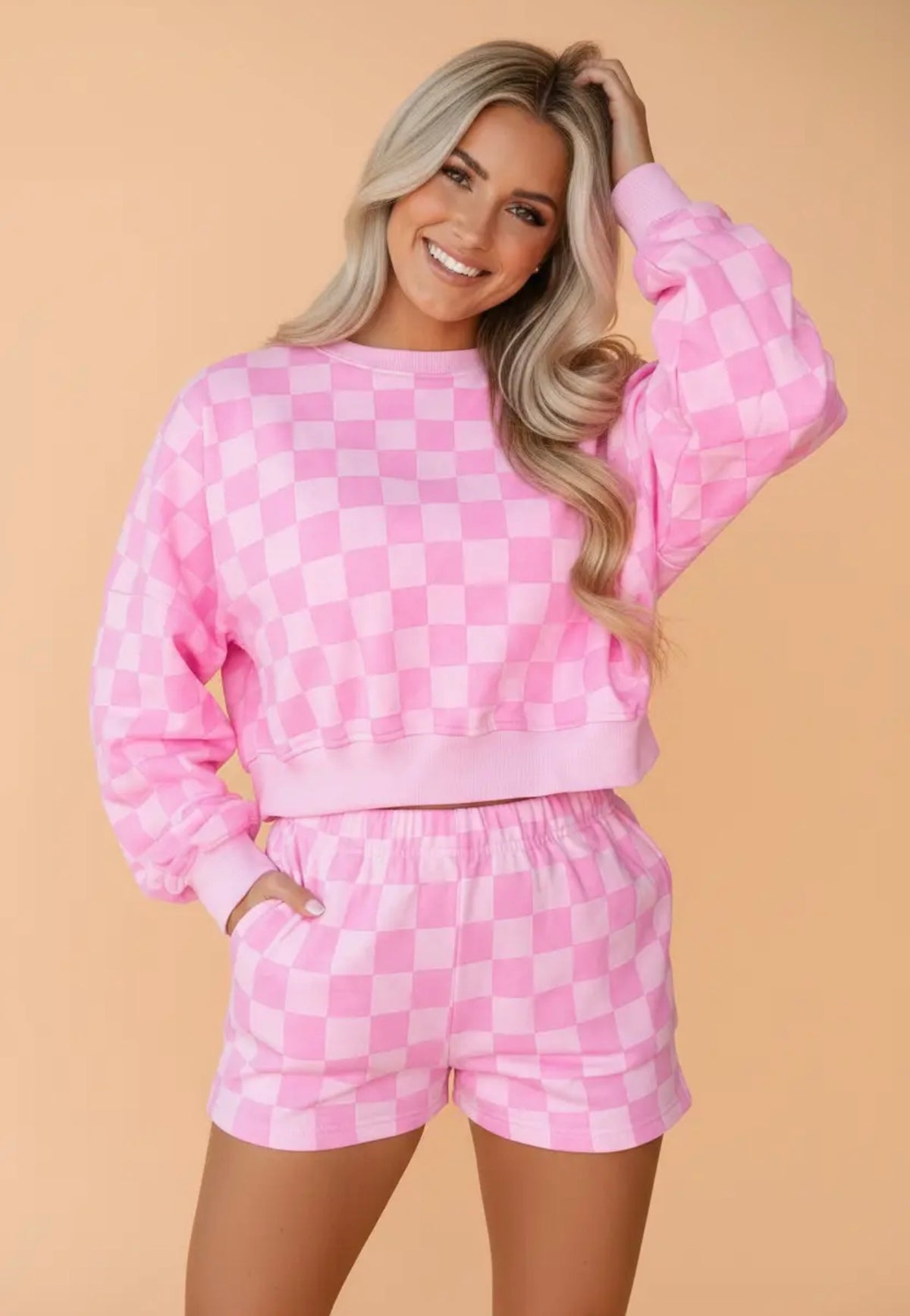 Pink Checkered Two Piece Set